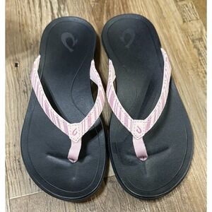 Brand New OluKai Ho'Opio Thongs Flip-Flops Sandals Women's Size 7 Pink Stripe